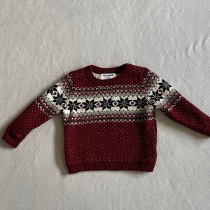 Old Navy Maroon Fair Isle Crewneck Sweater